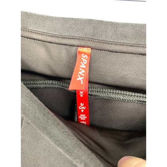 Spanx Leggings Womens Small High Waisted Faux Suede Pull On Brown Seamed Front - Picture 3 of 6